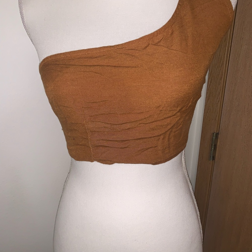 Asymmetrical Brown Crop Top
